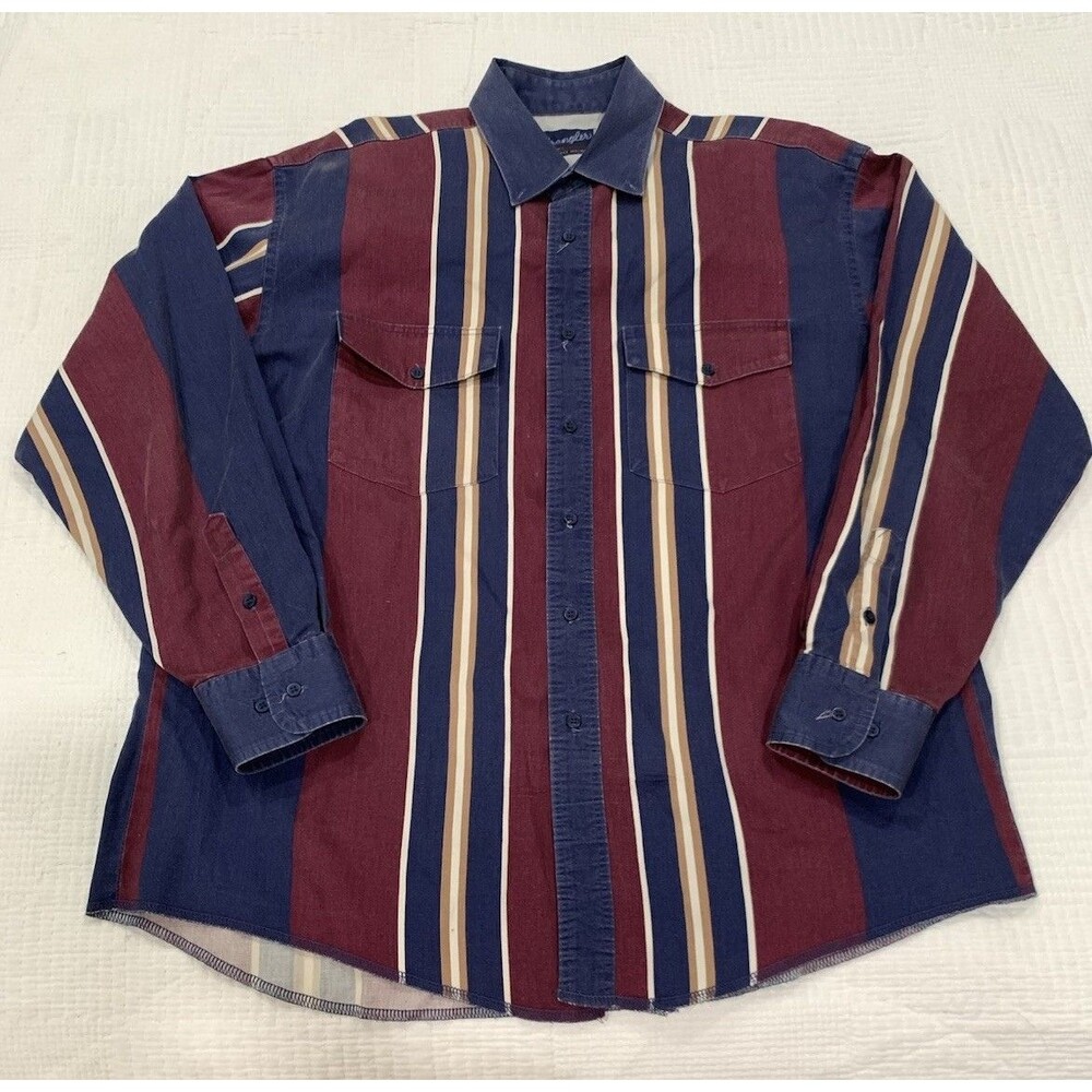 Rare Vintage 90s Size 17-35 Wrangler Multicolor Brushpopper Cowboy